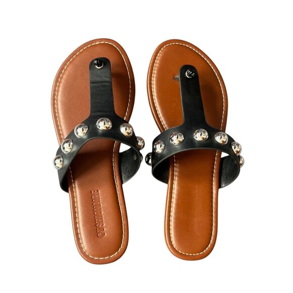 CUSHIONAIRE Women's Cindy Studded Thong Silver Stud Sandal Comfort Foam size 6.5 - Picture 6 of 8